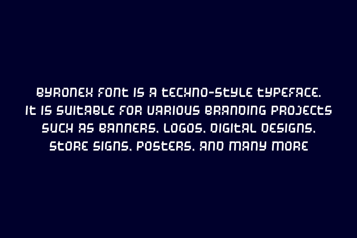 Byronex - Techno Font, a Sans Serif Font by QR Design Studio (Photo 5 of 7)