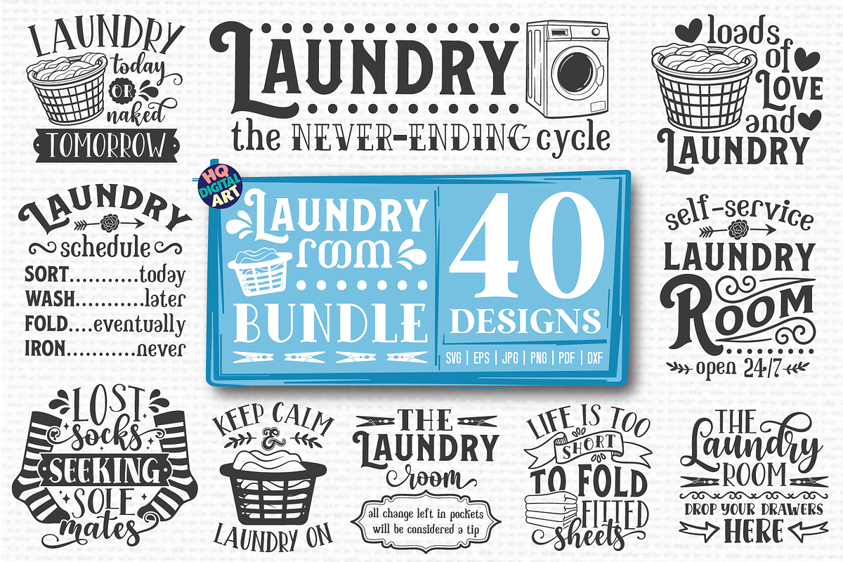 Laundry Room SVG Bundle, a Decorative Illustration by HQDigitalArt (Photo 2 of 4)