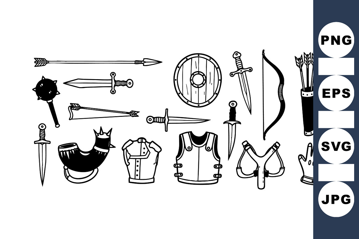 Medieval Weapon Vector Set, an Illustration by designvectx (Photo 1 of 3)
