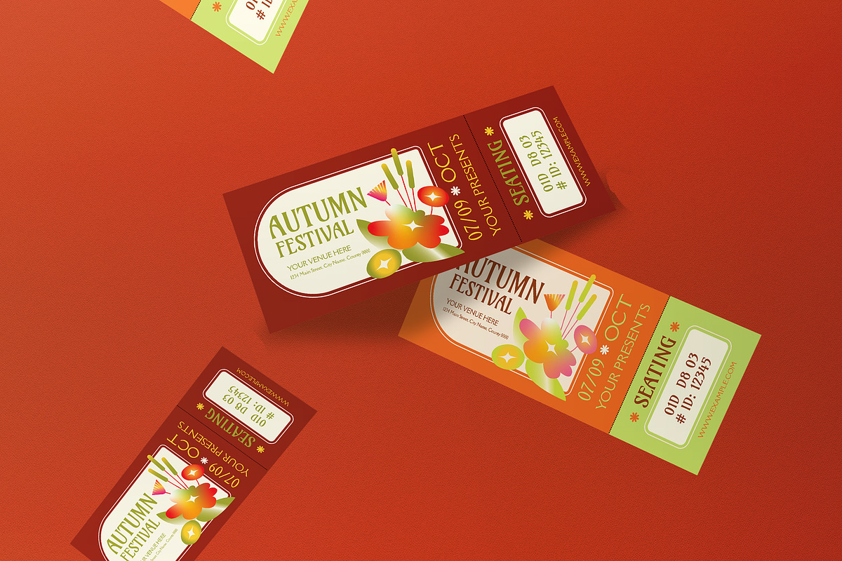 Gradient Autumn Festival Ticket, a Card Template by graphicook (Photo 3 of 3)