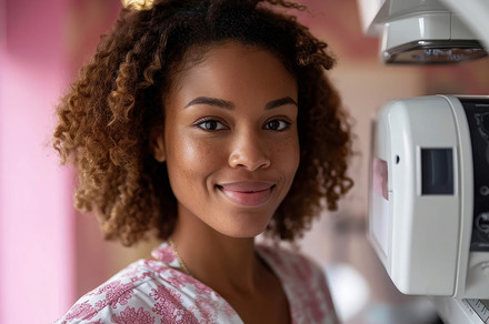 Confident Young Woman Undergoing Mammogram Test at Medical Facility, a Person Photo by AS photostudio