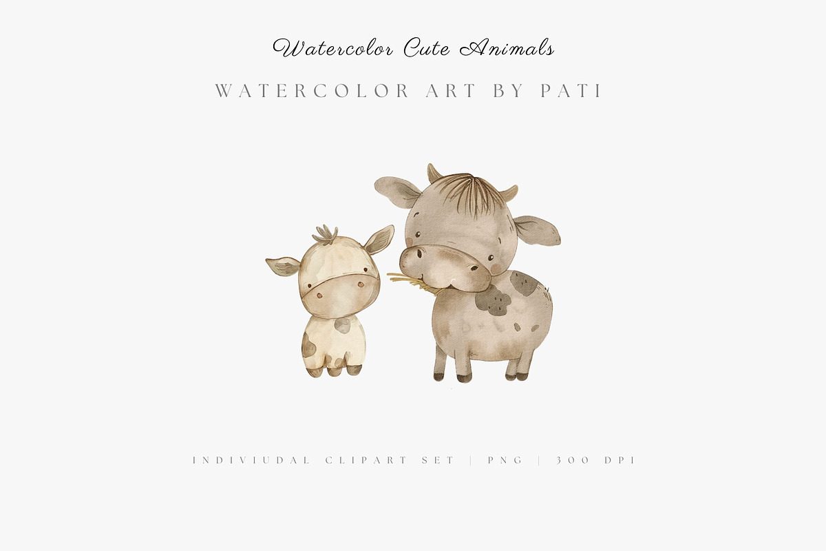 Nursery Farm Animals Clipart Set, an Animal Illustration by Pati Paints (Photo 5 of 10)