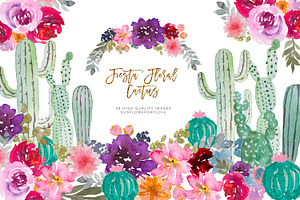 Watercolor Mexican Cactus Clip Art,