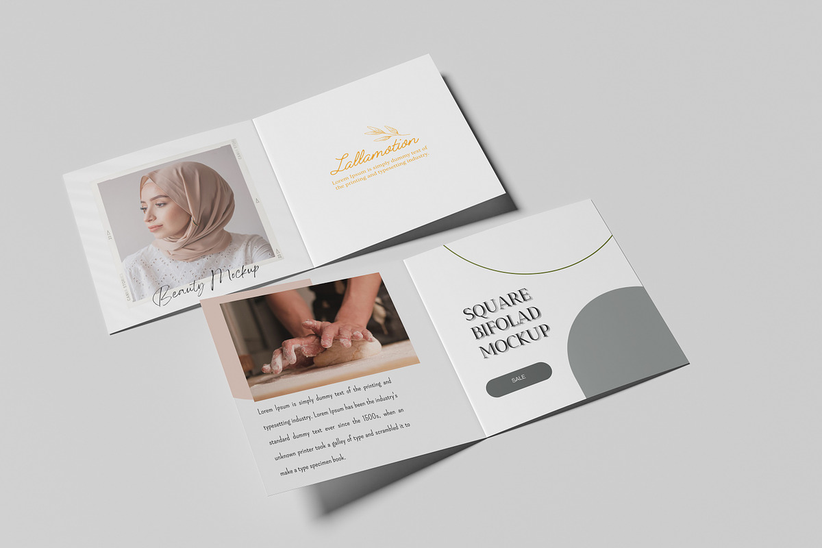 SQUARE BIFOLD MOCKUP, a Print Template by Akaimockup (Photo 3 of 8)