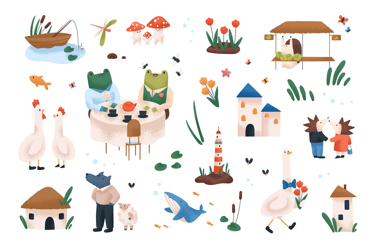 Cute funny animals childish set, an Animal Illustration by Good Studio (Photo 3 of 6)