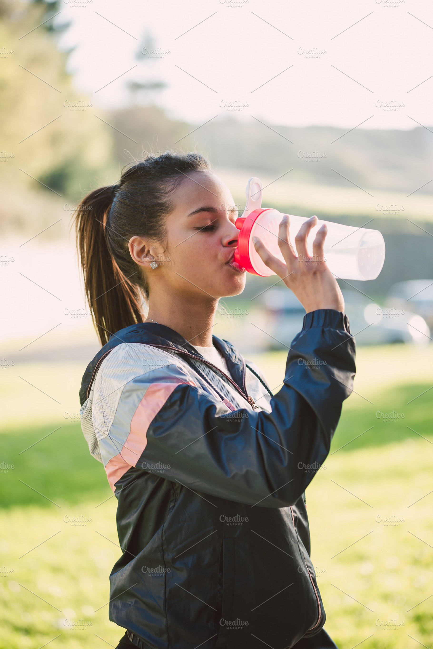 Runner woman containing water, woman, and drinking, a Sports & Recreation Photo by Photoweb00