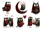 Whimsical valentine Owl Clipart, an Illustration by Dream Creation (Thumbnail 6 of 8)