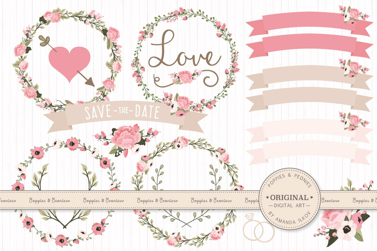 Wedding Floral Clipart & Vectors, an Illustration by Amanda Ilkov (Photo 1 of 4)