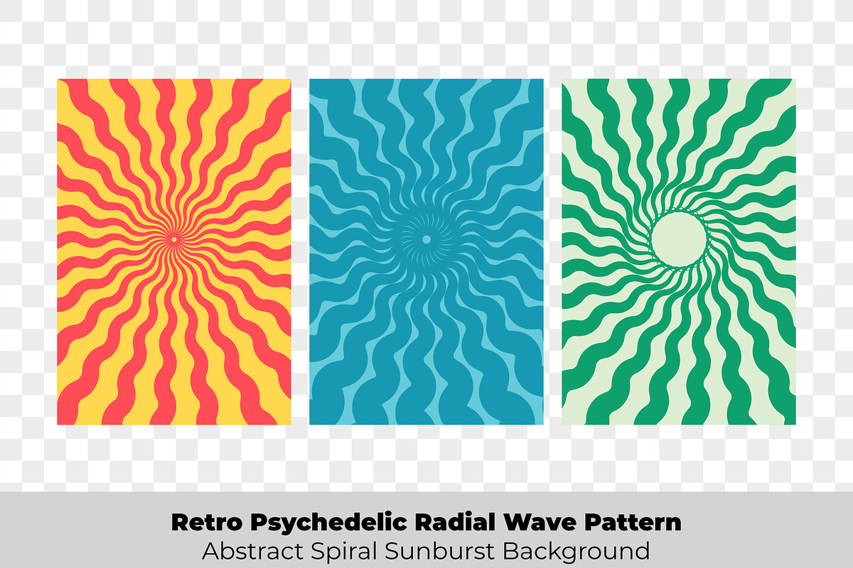 Retro Psychedelic Radial Wave Patter, a Pattern Graphic by Unique Design Team (Photo 3 of 3)