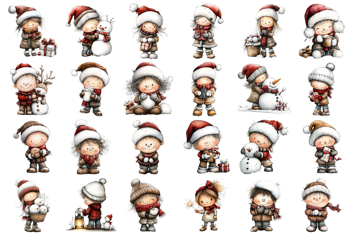 Whimsical Winter Kids Clipart Bundle, an Illustration by Daily.Designs (Photo 2 of 5)