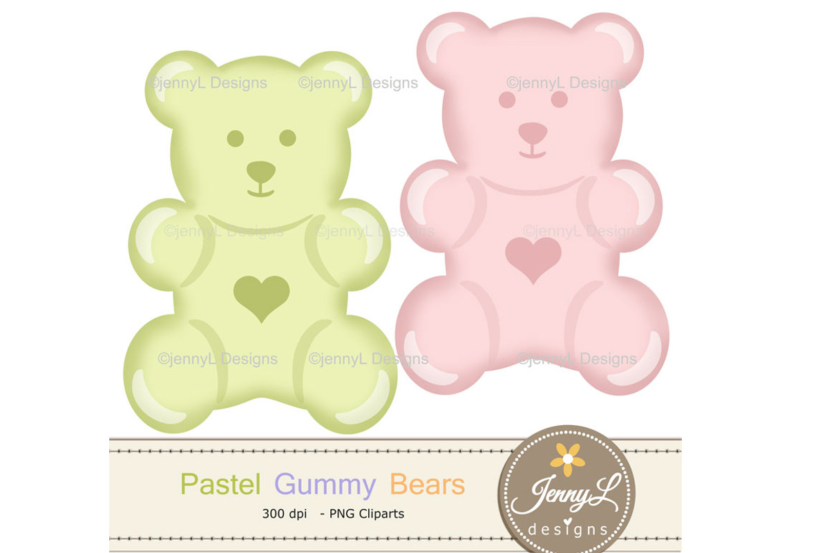 Pastel Gummy Bear Digital Papers, a Pattern Graphic by JennyL Designs (Photo 3 of 6)