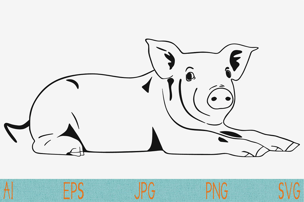 cute pig lying svg vector png, an Object Graphic by FileVectorSVG