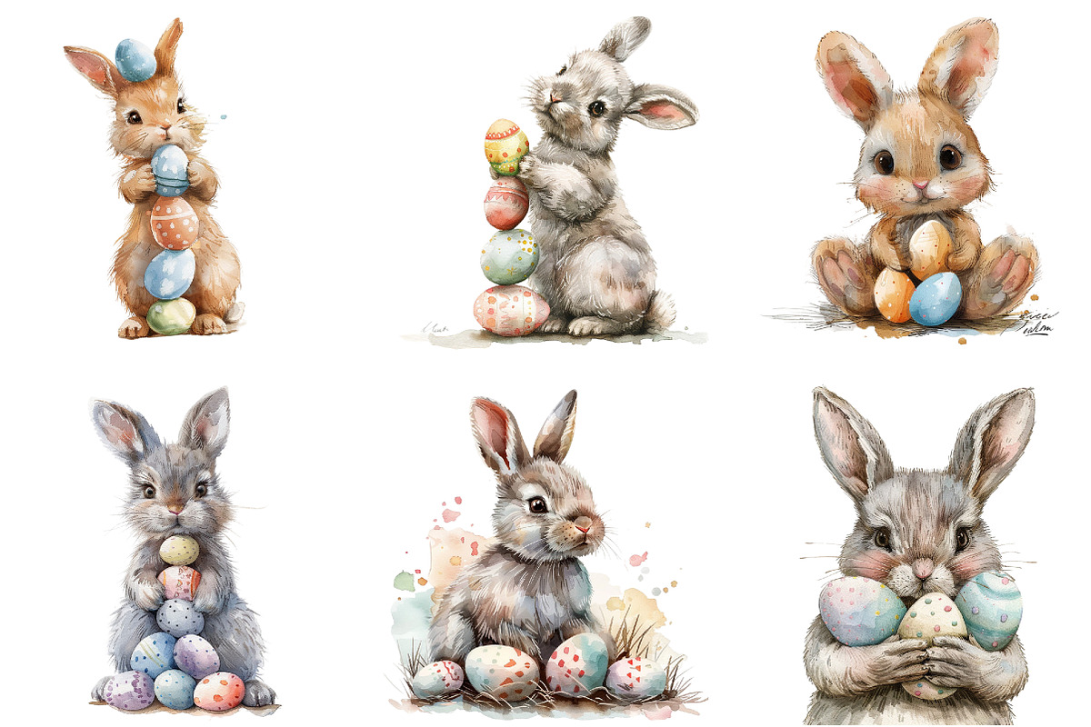 Whimsical Bunny Easter Clipart, an Illustration by Sublimation Artist (Photo 4 of 7)