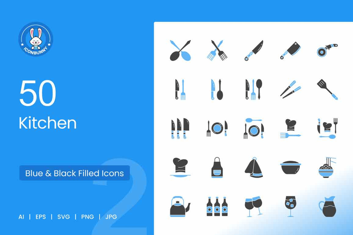Kitchen Blue & Black Icons, an Icon by IconBunny (Photo 1 of 2)