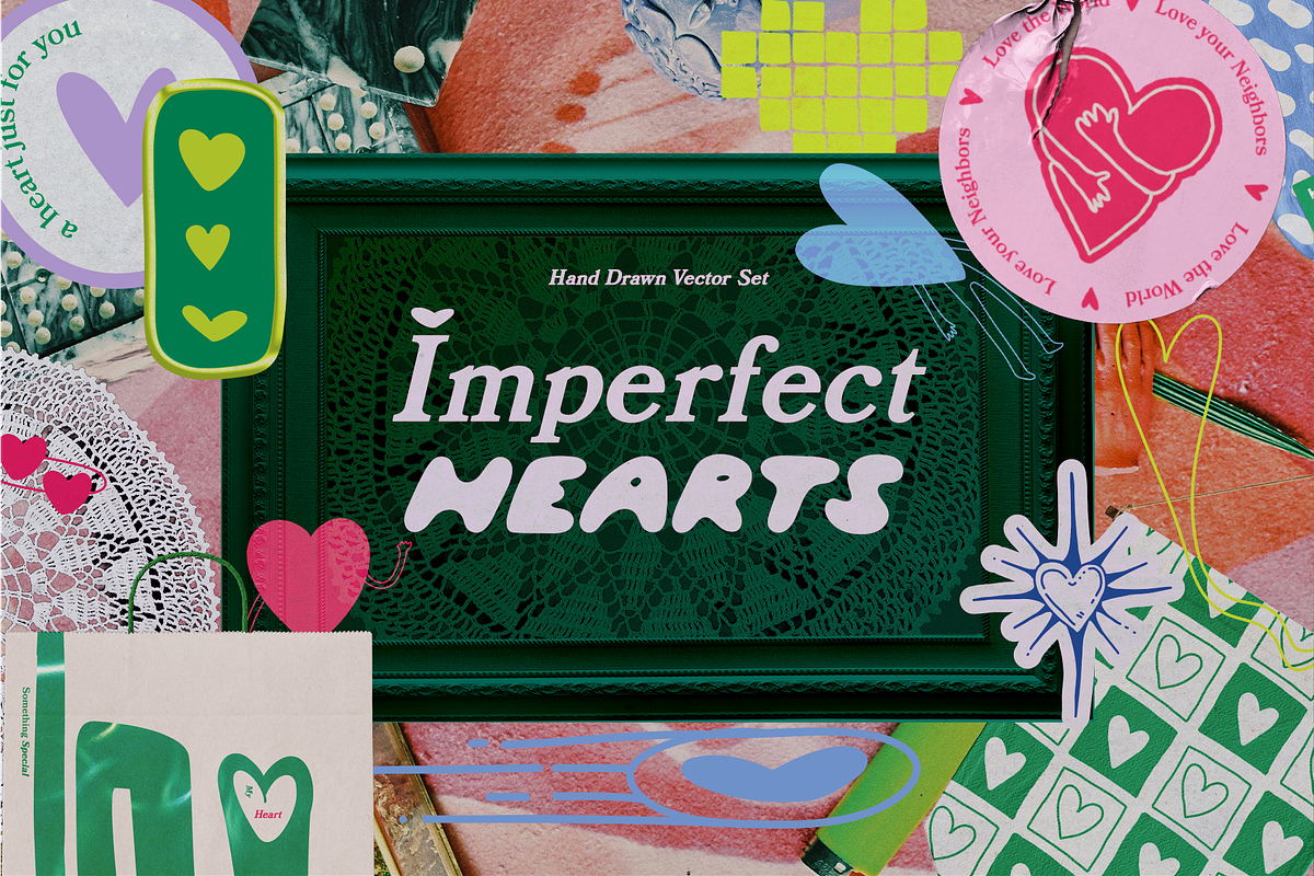 Imperfect Hearts: Hand Drawn Vectors, an Object Illustration by Pamcake (Photo 1 of 8)
