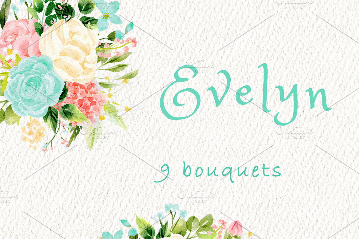 Pink mint floral clipart, an Illustration by heyiamalice (Photo 2 of 13)