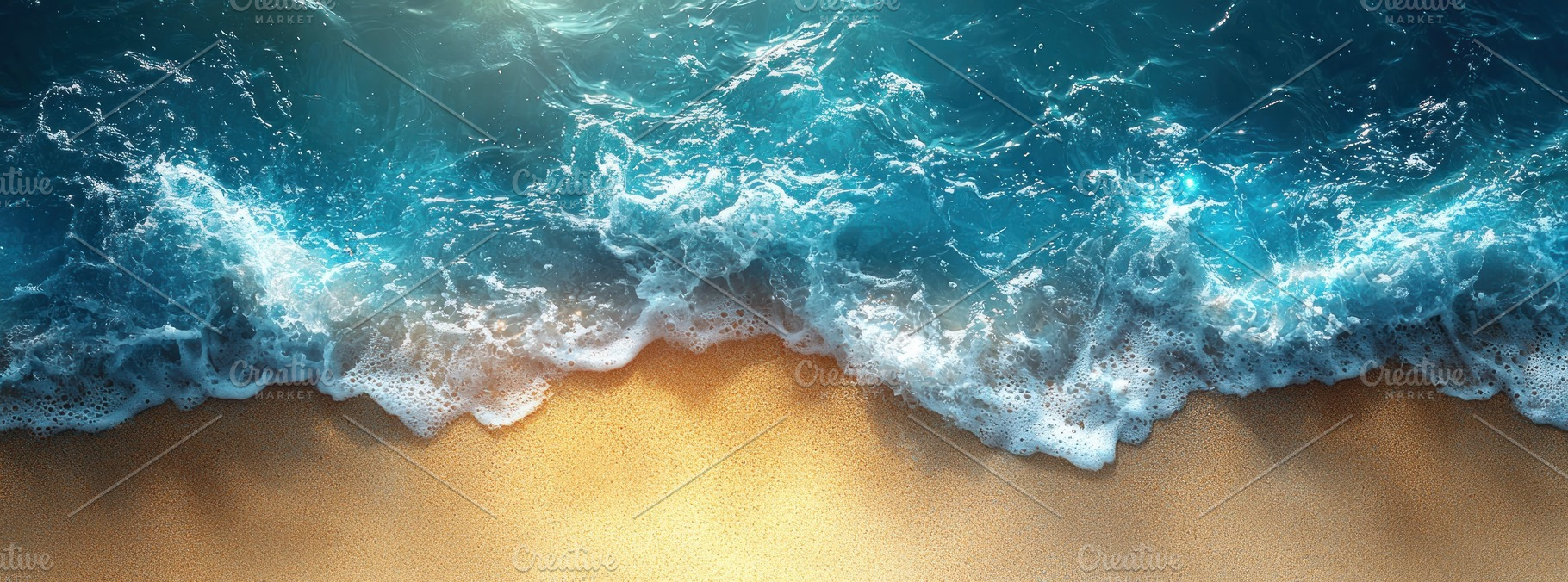 Top view of foamy turquoise ocean waves crashing gently onto gol, a Person Photo by José Manuel Gelpi