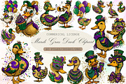 Watercolor Mardi Gras Duck Clipart, an Illustration by Sublimation Artist (Thumbnail 1 of 6)