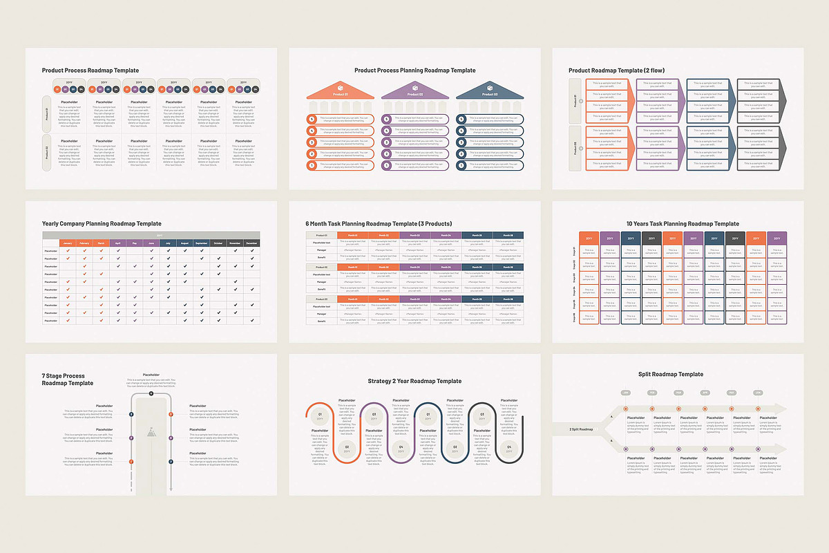 Roadmap Templates for PowerPoint, a Presentation Template by HiSlide.io (Photo 3 of 4)