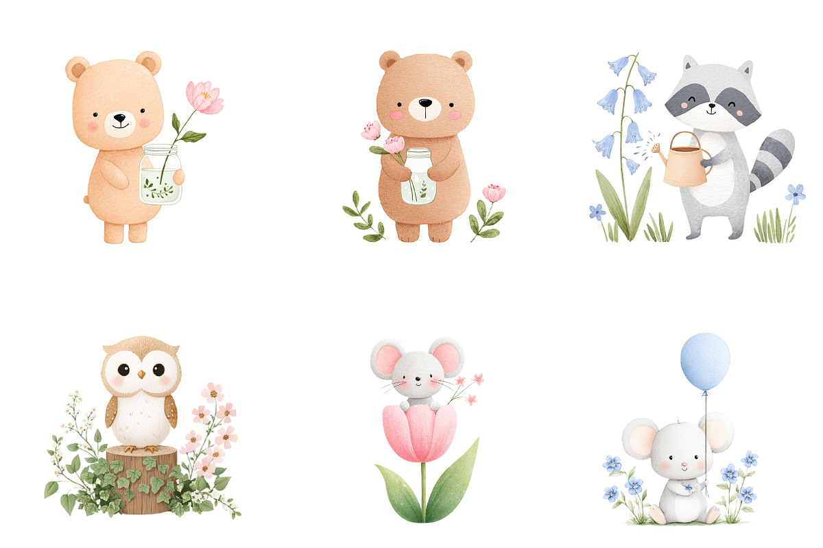 Watercolor Spring Nursery Clipart, an Illustration by CreationArt (Photo 5 of 7)