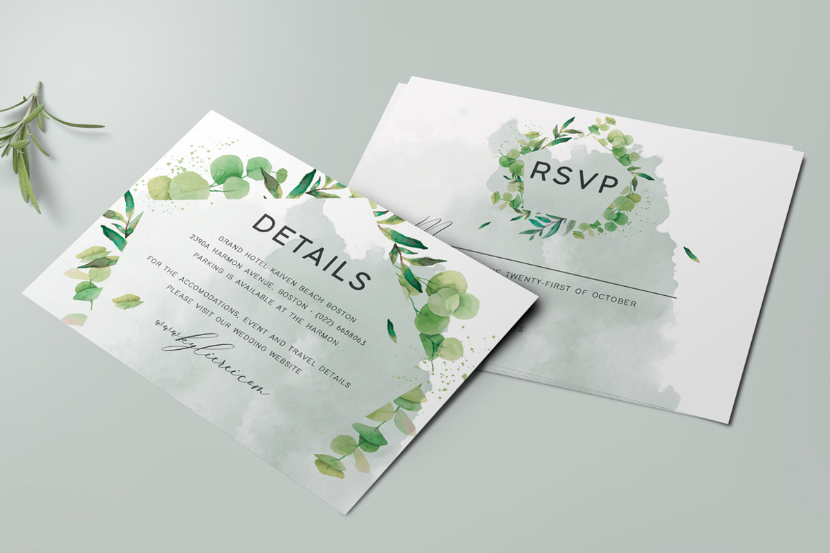 Eucalyptus Wedding Invitation Set, an Invitation Template by Aarley Kaiven (Photo 3 of 5)