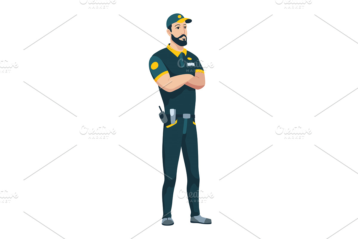 Security guard on duty, standing, a Person Illustration by the8monkey