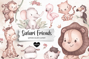Safari Friens - Watercolor Clipart