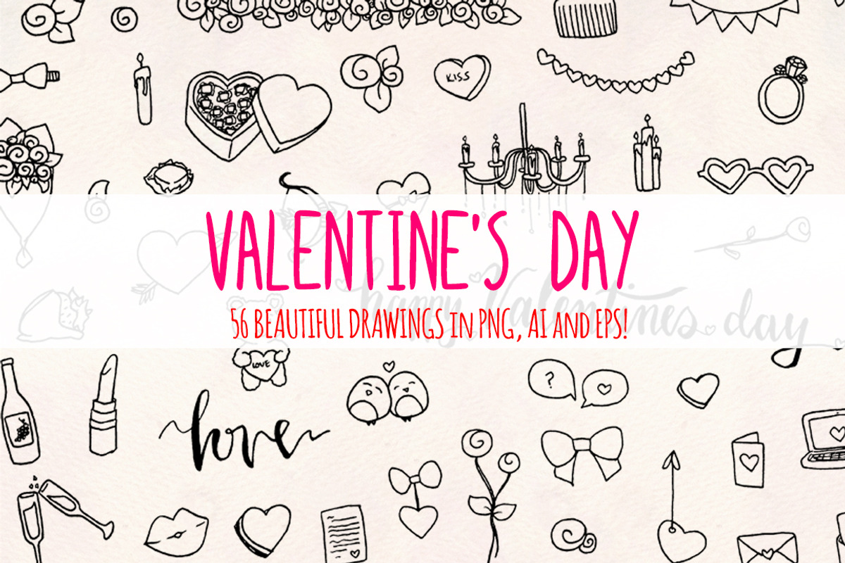 Valentines Day Vector Bundle, a Seasonal Illustration by Violet LeBeaux (Photo 1 of 3)