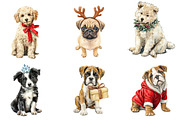 Watercolor Winter Puppy Clipart, an Illustration by DreamArtGraphic (Thumbnail 2 of 4)
