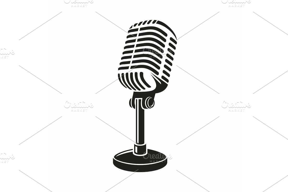 Retro, Vintage Microphone Icon on, an Object Illustration by in8finity