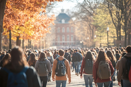 College campus comes alive, a Photo by Pavel_design