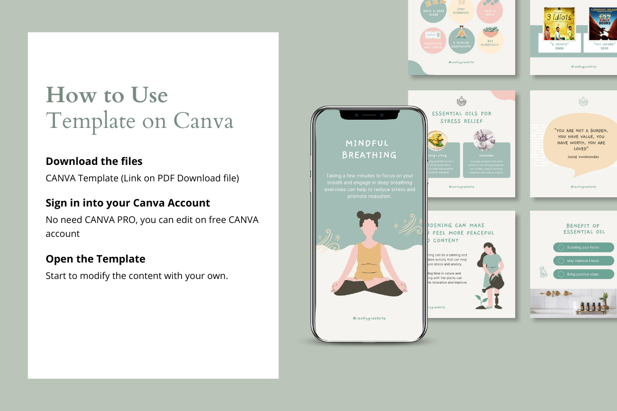 Mindfulness Bundle Canva Template, a Social Media Template by Kawalan Studio (Photo 3 of 8)