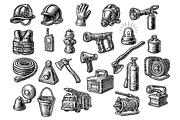 Vintage Firefighting Equipment Set, an Object Graphic by RT Studio (Thumbnail 2 of 4)
