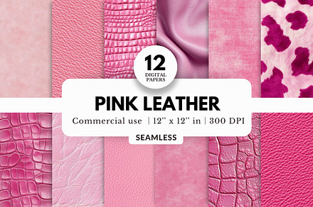 12 Pink Leather Digital Papers, a Background Graphic by NorthWindPixels