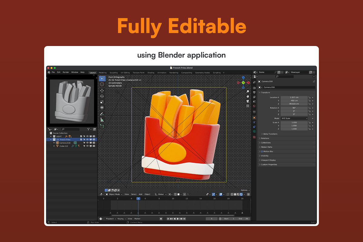 20 Food and Culinary 3D Icon Set, a Food & Drink 3D Model by Bilicube Studio (Photo 3 of 6)
