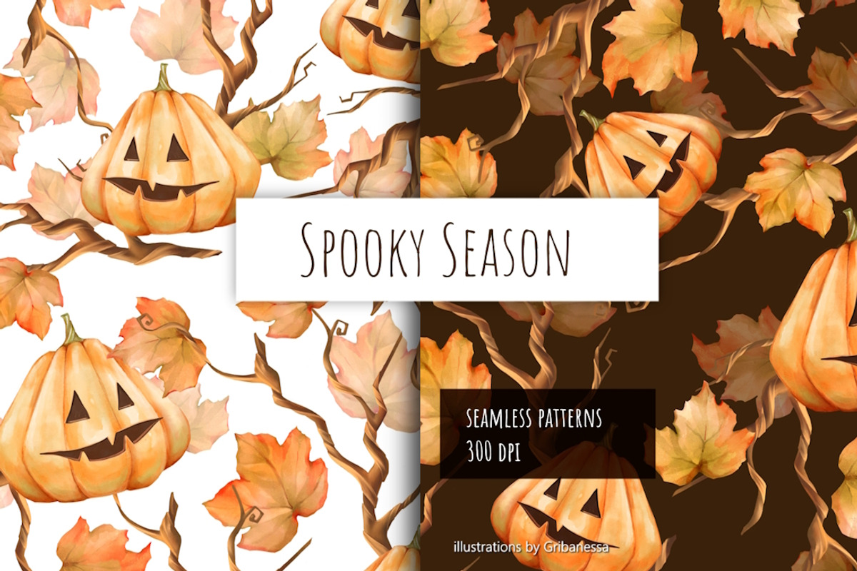 Pumpkin Seamless Pattern Set, a Pattern Graphic by Gribanessa (Photo 1 of 4)