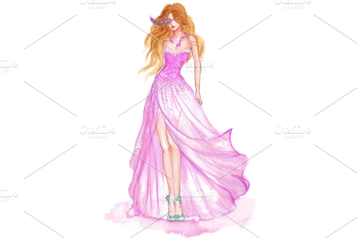 Watercolor Barbie Pink princess, a Person Illustration by tranyenhanu (Photo 1 of 3)