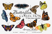 Butterflies Clipart Set, an Animal Illustration by Leonaa art (Thumbnail 1 of 12)