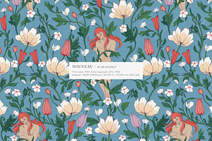 Botanical Nouveau Floral Pattern