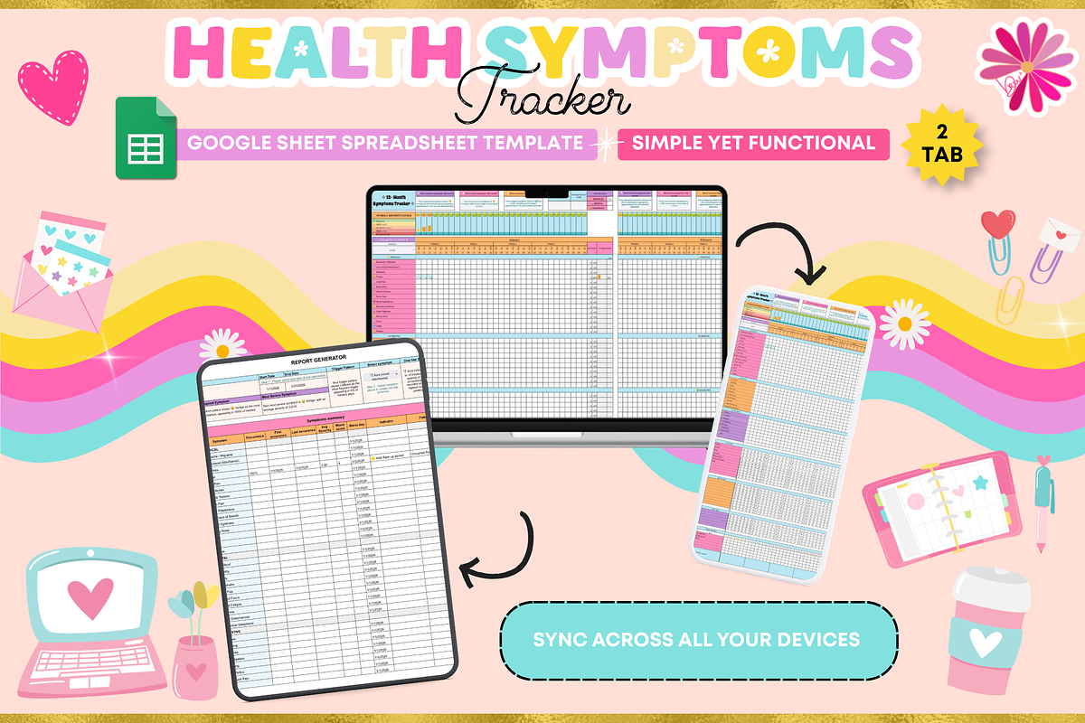 Health Symptoms Tracker Google Sheet, a Stationery Template by bellaROSEworkshop (Photo 4 of 5)