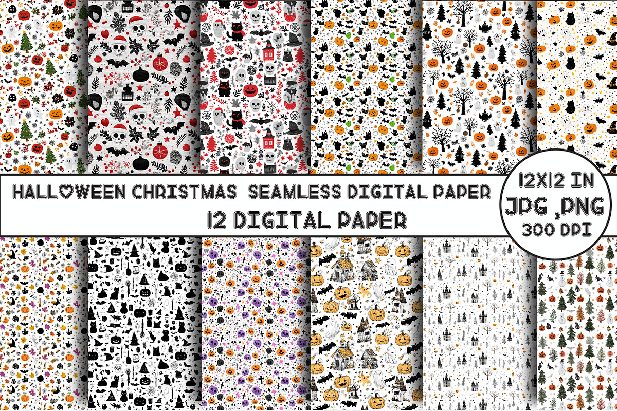 Halloween Christmas  Seamless Patten, an Illustration by Designking (Photo 1 of 4)