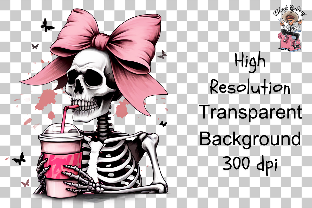 Skeleton PNG with Pink Bow Bundle, a Graphic by Clipart Studio (Photo 10 of 12)