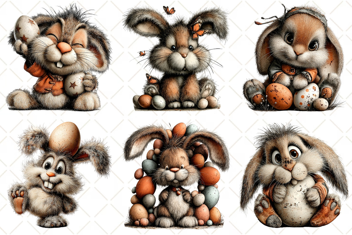 Quirky Easter Bunny Clipart, an Illustration by Black Bird Studio (Photo 4 of 6)