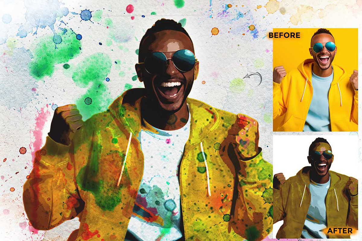 VECTOR WATERCOLOR ART FX, an Action Add-On by Studio Retouch (Photo 5 of 10)