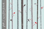 Birch trees winter fall clip art, a Seasonal Illustration by WinchesterLambourne (Thumbnail 2 of 4)