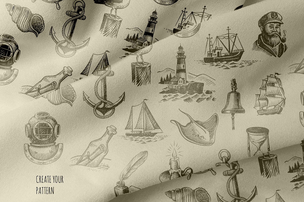 Nautical. Mockups, vector, textures., a Texture Illustration by bioraven (Photo 26 of 26)