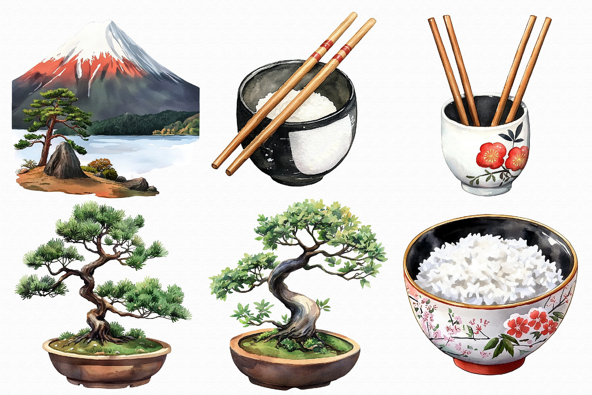 Watercolor Japan Clipart, an Illustration by Libby Wishes (Photo 4 of 5)