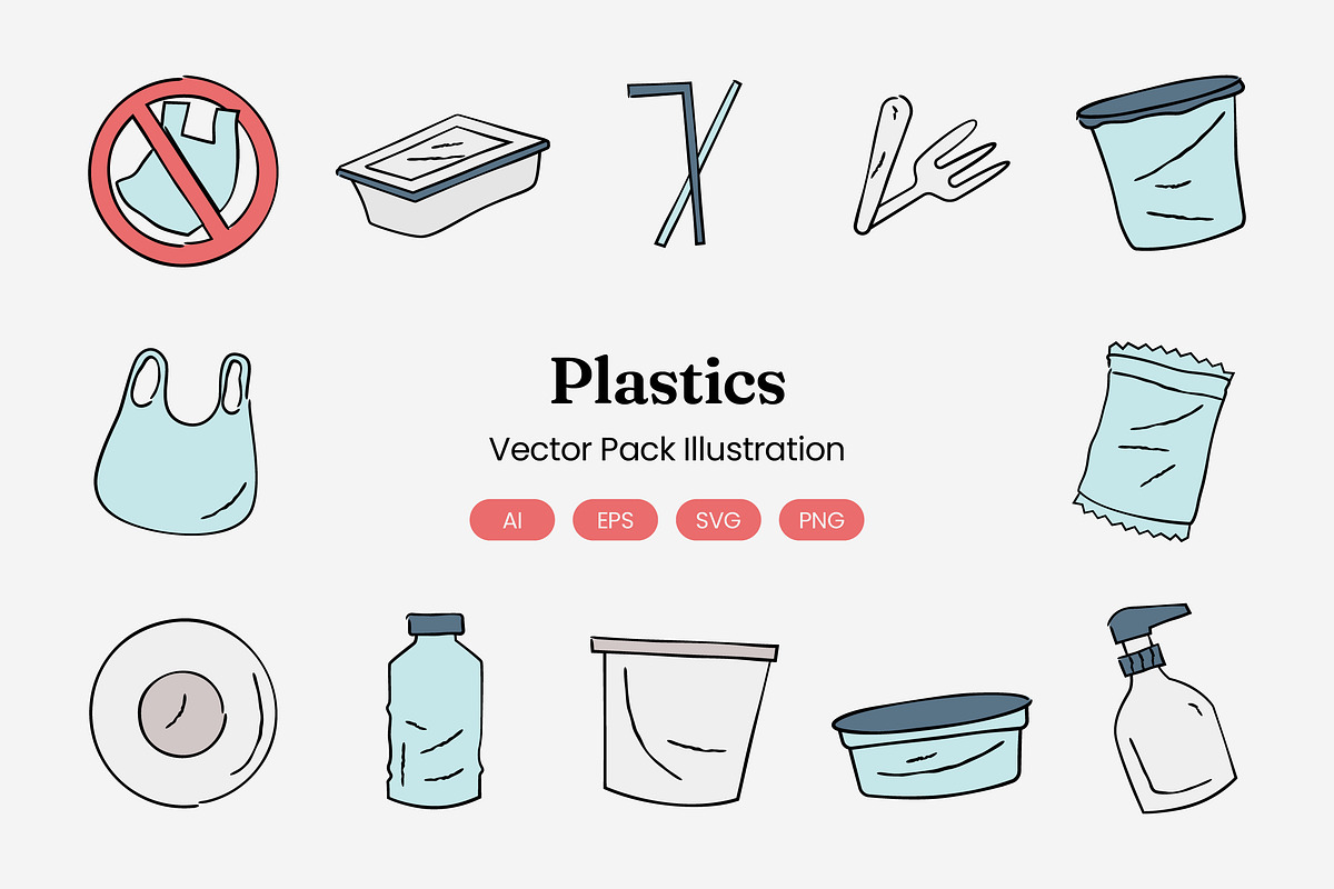 Plastics Illustration Collection, an Object Graphic by Rahardi Creative