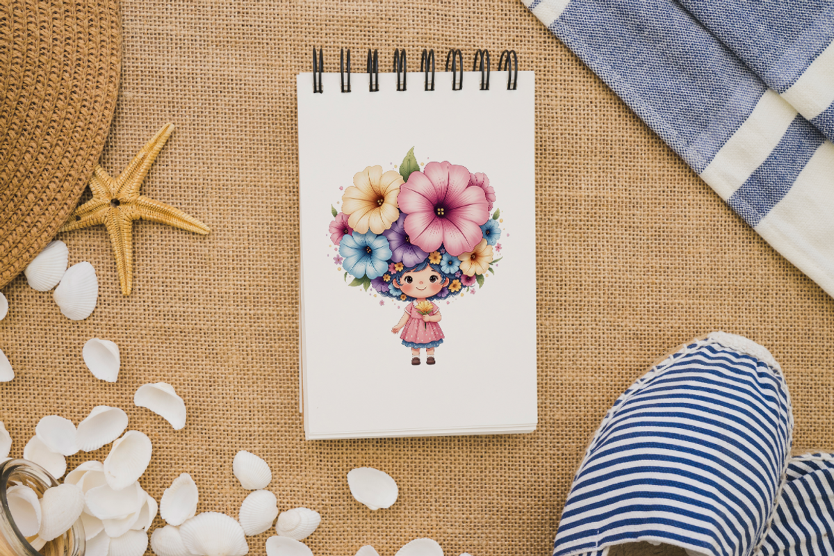 Whimsical Floral Child PNG Clipart., an Object Illustration by KennedyStudio (Photo 4 of 5)