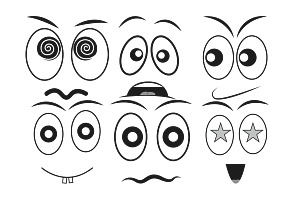 Basic Cartoon Funny Face Set 1